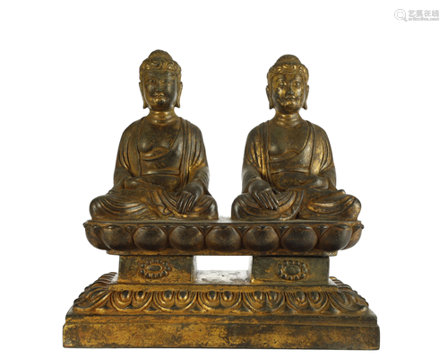 A GILT BRONZE SAKYAMUNI FIGUER