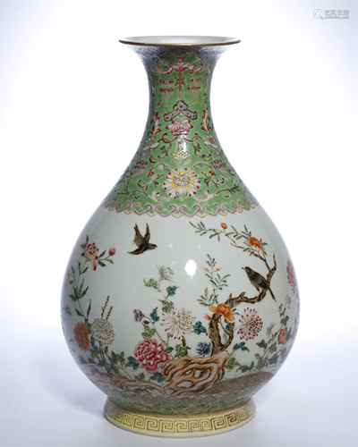 A FAMILLE ROSE YUHUCHUN VASE