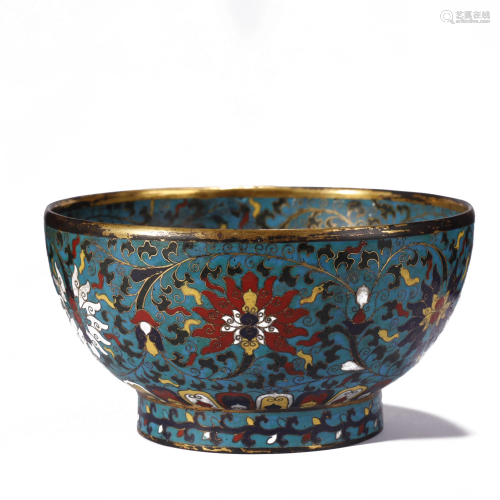 A NICE CLOISONNE BOWL/MARKED