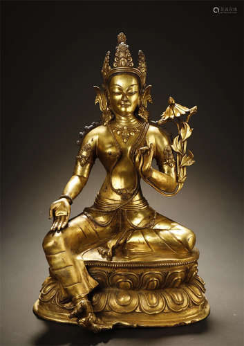 AN EARLY GILT BRONZE FIGUER OF SYA…