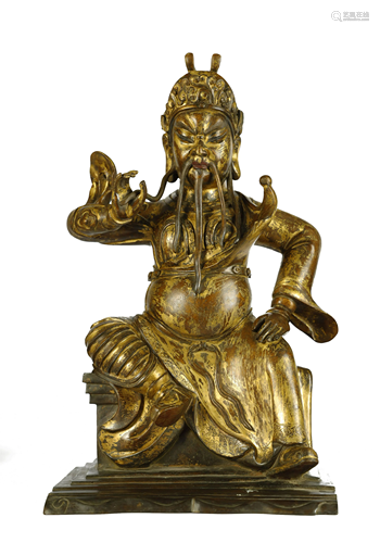 A GILT BRONZE GUAN-GONG FIGUER