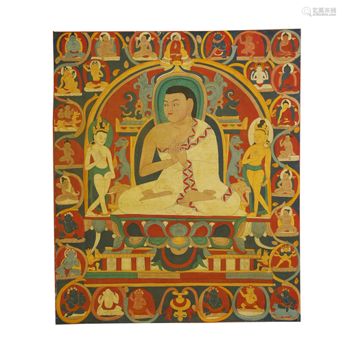 A HANDPAINTED THANGKA