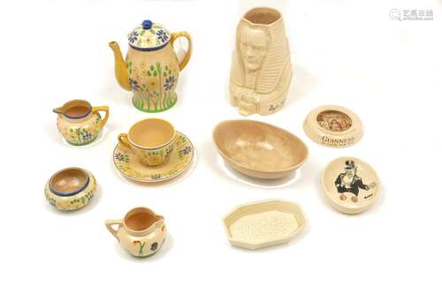 A collection of Ashtead pottery to comprise a four piece Bachelors spring flower tea service, a