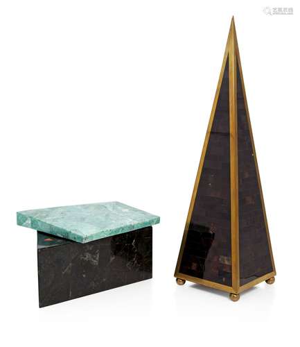 Maitland-Smith, a marble and green stone clad box 1980s Of asymmetric, form with overall tessellated