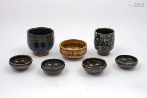 Michael Cardew (1901-1983), a set of three pottery bowls Volta Pottery 1945-48, impressed marks to