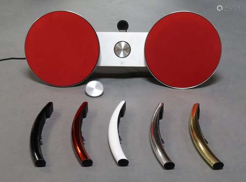 A Bang & Olufsen Beosound 8 ipad dock with speakers, together with five Bang and Olufsen phones, (