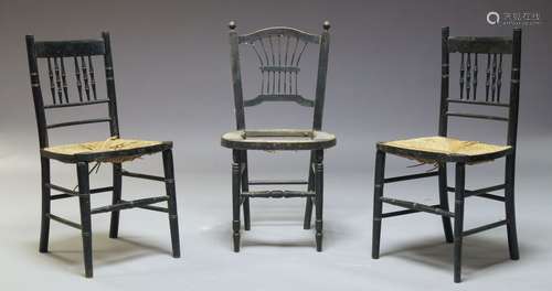 Attributed to Morris & Co, an ebonised beech 'Sussex' chair the shaped spindle backrest, above