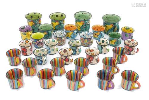 Mary Rose Young (1958-), thirty two assorted cups and mugs Dated between 1988-2000, all signed to