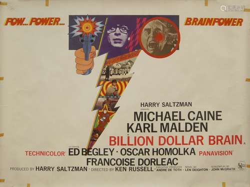 Billion Dollar Brain, 1967, a film poster, 76.5 x 102cmloss to corner, tape residues to edges,