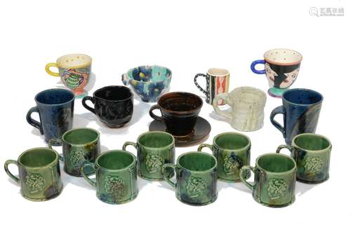 Michael and Carol Francis (both 1946-), a set of eight cups c.2005, signed to base of each A set