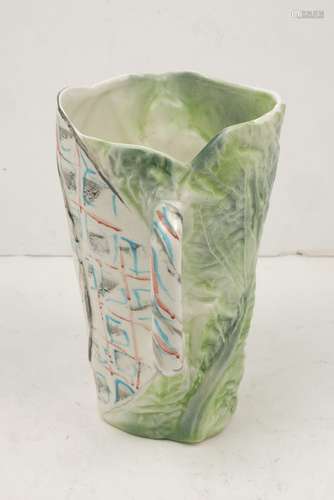 Carol McNicoll (1943-), an Axis Pottery jug c.1990, stamped marks to base A tall moulded jug painted