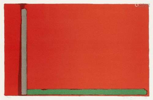 John Hoyland RA, British 1934-2011- Large Swiss Red, 1968; lithograph in colours on wove, signed,