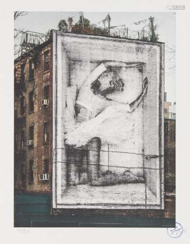 JR, French b.1983- Ballet, Ballerina in Crate, East Village, New York City, 2015, 2019; lithograph