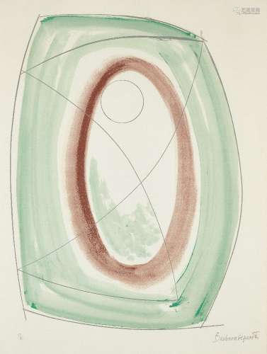 Dame Barbara Hepworth DBE, British 1903-1975- November Green, 1970; lithograph in colours on wove,