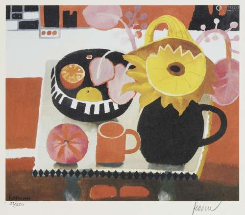 Mary Fedden OBE RA RWA, British 1915-2012- The Orange Mug, 1996; offset lithograph in colours on