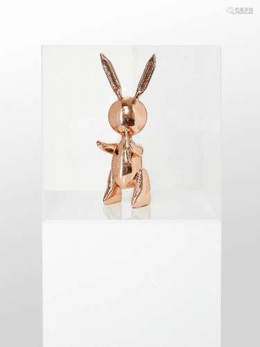 After Jeff Koons, American b.1955- Rabbit (Rose Gold); zinc alloy sculpture, numbered 334/500 to COA