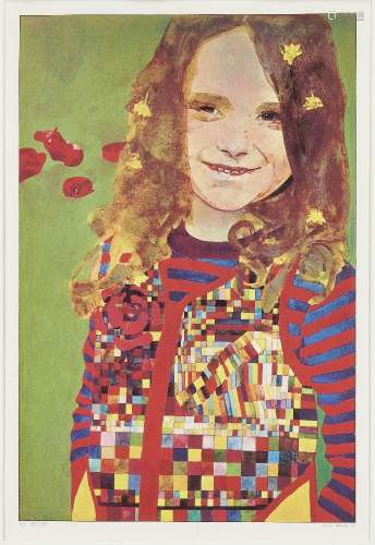 Sir Peter Blake CBE RDI RA, British b.1932- Girl in a Poppy Field, 1974; screenprint in colours on