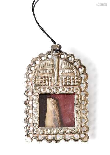 Grayson Perry CBE RA, British b.1960- Reliquary, 2009; metal and glass pendant, painted ceramic