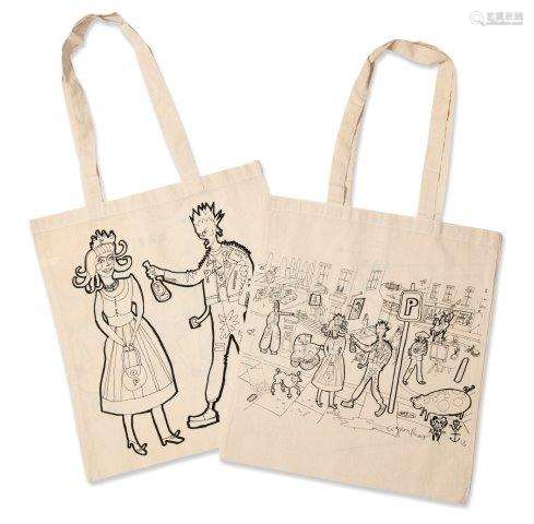 Grayson Perry CBE RA, British b.1960- P is For Punk & P is for Poodle, 2013; screenprint on tote