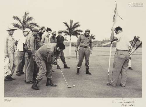Alberto Korda, Cuban 1928-2001- Che Guevara and Fidel Castro Playing Golf; silver gelatin print,