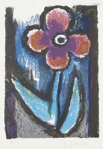Josef Herman OBE RA, British 1911-2000- Lyrical Flower, 1997; lithograph in colours on wove,