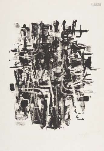 Bryan Wynter, British 1915-1975- Untitled, monotype on wove, signed in pencil, sheet 39 x 59.2cm (