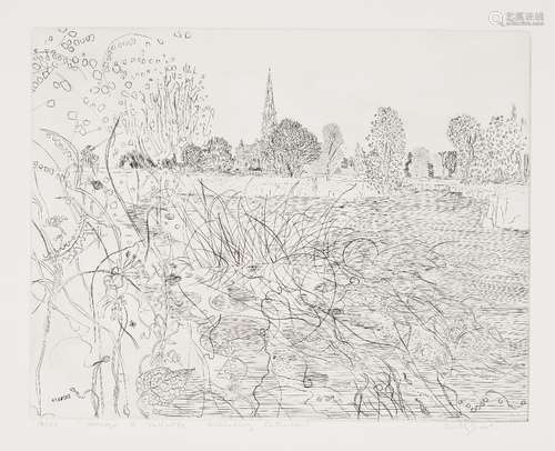 Anthony Gross CBE RA, British 1905-1984- Homage to Constable- Salisbury Cathedral [Herdman 7601],