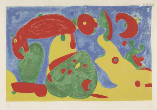 Joan Miró, Spanish 1893-1983- The Night, the Bear II [Cramer 108], 1966; lithograph in colours on