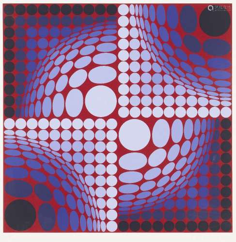 Victor Vasarely, Hungarian/French 1908-1997- Untiled; screenprint in colours signed and numbered