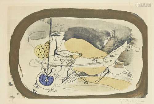 Georges Braque, French 1882-1963- The Chariot, offset lithograph in colours on wove, signed and