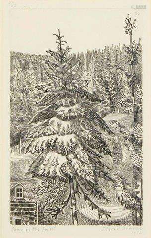 Edward Bawden CBE RA, British 1903-1989- Cabin in the Woods, 1952 wood-engraving on wove, signed,