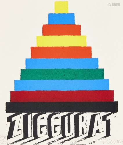Joe Tilson RA, British b.1928- Ziggurat, 2002; screenprint with woodblock print in colours on