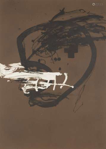 Antoni Tapies, Spanish 1923-2012- A.L. Hannover [Galfetti 925], 1983; lithograph in colours on brown