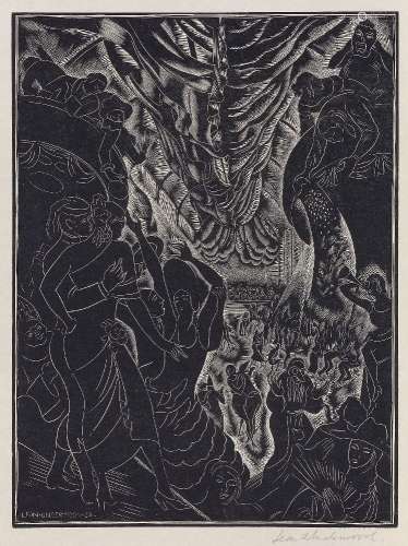 Leon Underwood, British 1890-1975- Bird and Fish, 1927; lino engraving on wove signed, dated and