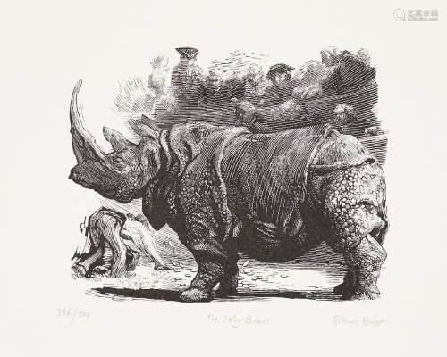 Simon Brett, British b.1943- The Ugly Beast, 1986; wood engraving on 145gsm Zerkall wove, signed,