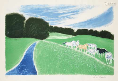 Andre Brasilier, French b.1929- Le Vallon Vert, 1989; lithograph in colours on Arches wove, signed