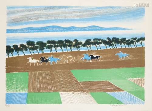 Andre Brasilier, French b.1929- Les Rizieres d'lzu; lithograph in colours on wove, signed and