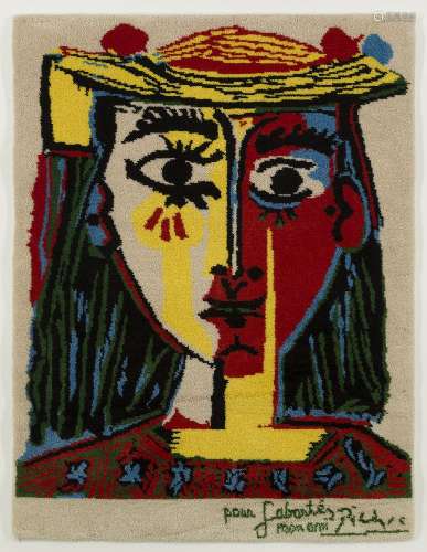 After Pablo Picasso, Spanish 1881-1973- Femme au chapeau a pompons et au corsage imprime, 1994; pure