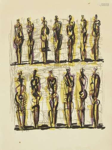 Henry Moore OM CH FBA, British 1898-1986- Thirteen Standing Figures [Cramer 41], 1958; lithograph in