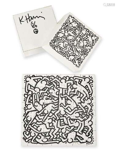 Keith Haring, American 1958-1990- Jigsaw Puzzle, 1986; screenprint on card puzzle, with original
