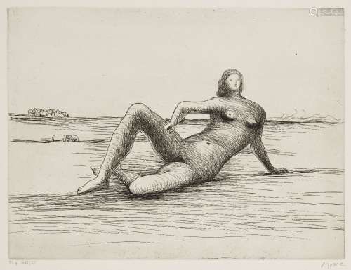 Henry Moore OM CH FBA, British 1898-1986- Reclining Figure 4 [Cramer 475], 1978; etching on