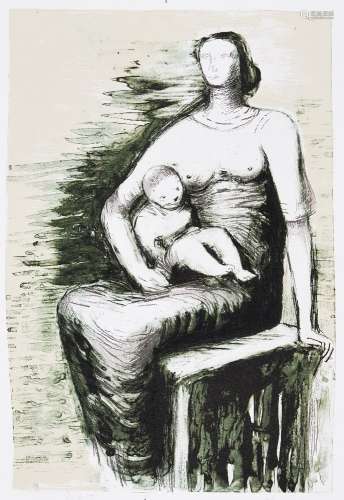 Henry Moore OM CH FBA, British 1898-1986- Seated Mother and Child [Cramer 570], 1979-80;
