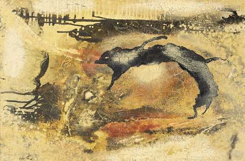 Paul Jenkins, American 1923-2012- The Leap, 1955; oil and mixed technique on canvas, signed lower