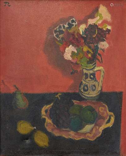 John Coplans, South African/British 1920-2003- Still life of flowers, circa 1958; oil on canvas,