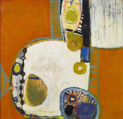 Allen Barker, Australian, 1937-2018- Untitled abstract composition, 1964; oil on board, signed and