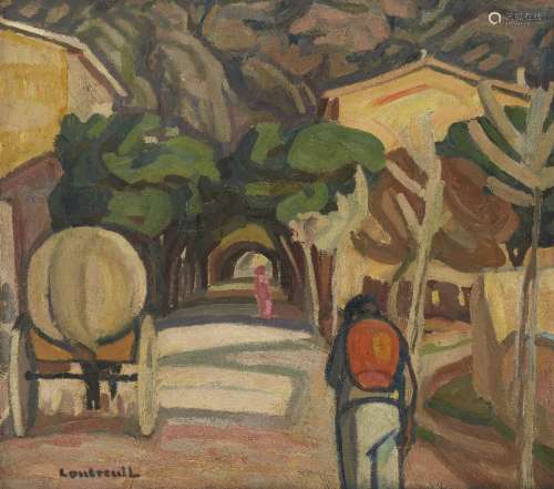 Maurice Albert Loutreuil, French, 1885-1925- Alliée du Village; oil on canvas, signed lower left, 58