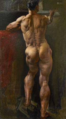 Vasily Nikolaevich Yakovlev, Russian 1893-1953- Male Model from the Back, 1920; oil on canvas,