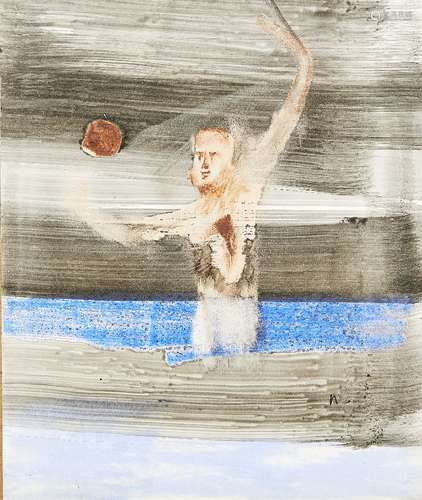 Sir Sidney Nolan OM AC RA, Australian/ British 1917-1992- Gallipoli Solider Swimmer, 1958; oil on