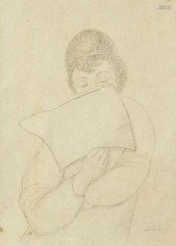 Albert Reuss, Austrian/ British 1889 -1975, Girl reading; pencil, signed lower right, 42 x 30cm (