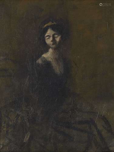 Jean-Louis Forain, French 1852-1931- Portrait de femme; oil on canvas, 36.2 x 28.3cm Provenance: